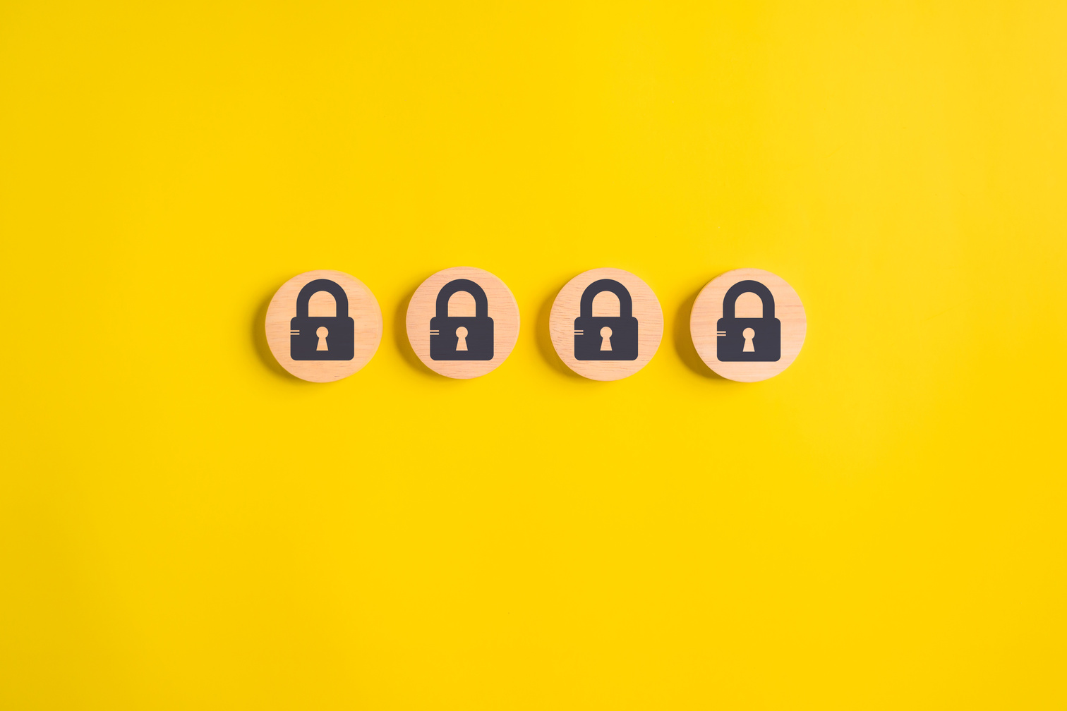 lock on wooden isolate background. privacy security lock. protect data.